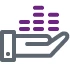 Icon illustration of a hand holding money to deposit into a savings account
