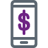Icon illustration of a mobile device being used to access online banking and mobile banking app
