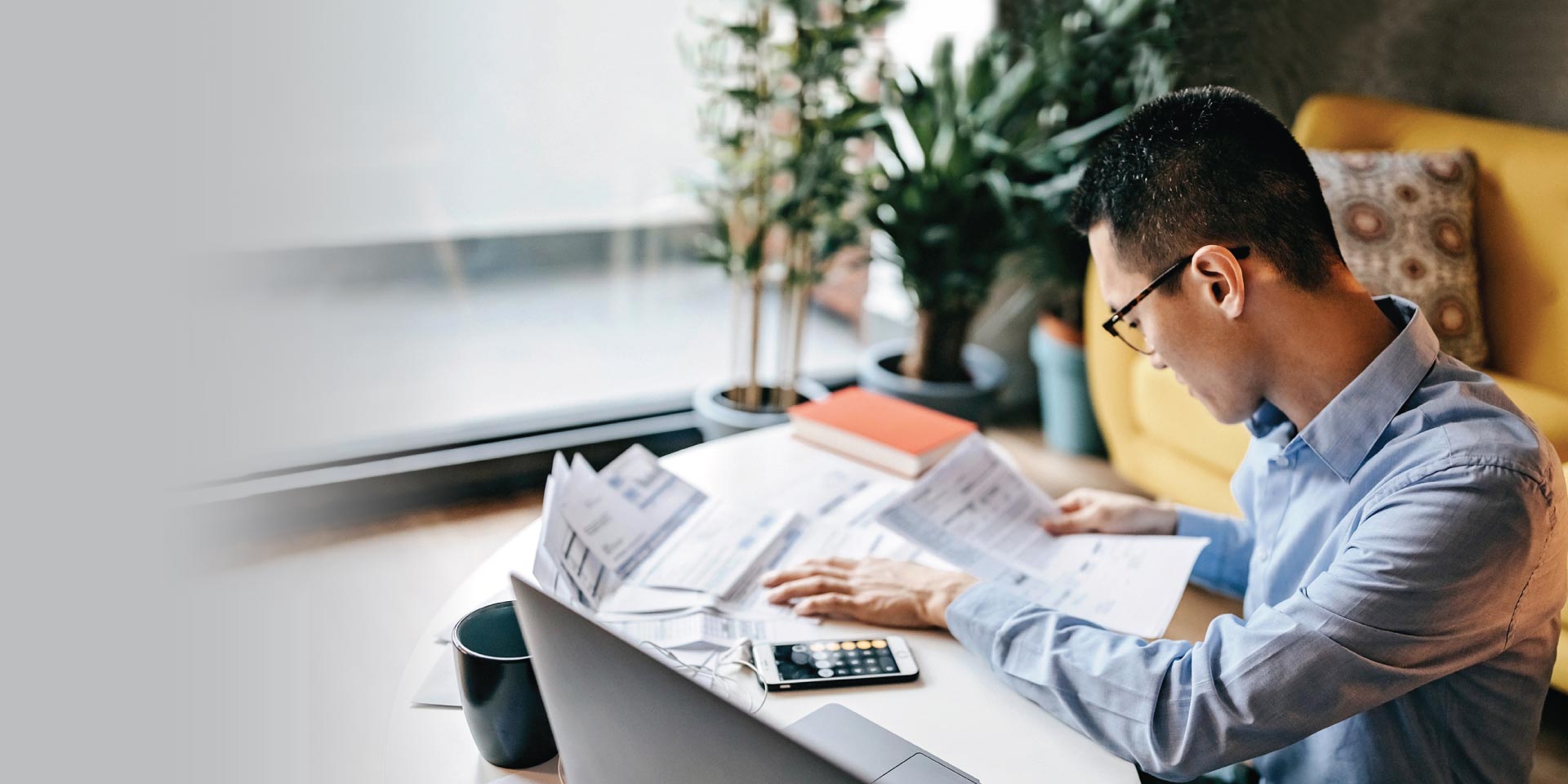 A gentleman working on his finances