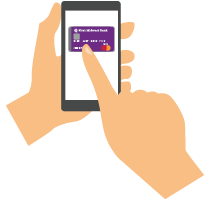 Illustration of how to use a phone to select your debit card to make a digital payment