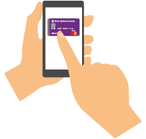 Illustration of how to use a phone to select your debit card to make a digital payment