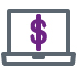 Icon illustration of a laptop screen with a dollar symbol for Online Banking