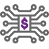 Icon illustration of a digital network combined with a dollar symbol for eStatements and going paperless