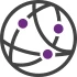 Icon illustration of a connected globe for International Services