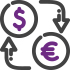 Icon illustration showing currency being exchanged for Money Service Businesses and Financial Service Centers