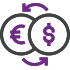 Icon illustration of foreign and American currencies for Foreign Exchange