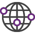 Icon illustration of a connected globe for International Services