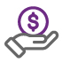 Icon illustration of a hand holding a large coin for Wealth Management and Fiduciary Services