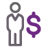 Icon illustration of a person standing next to a large dollar sign for Private Banking