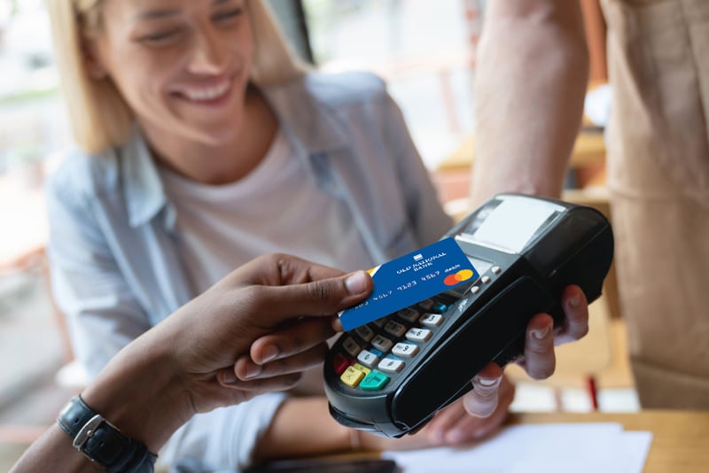 A client paying with there Old National Debit Card