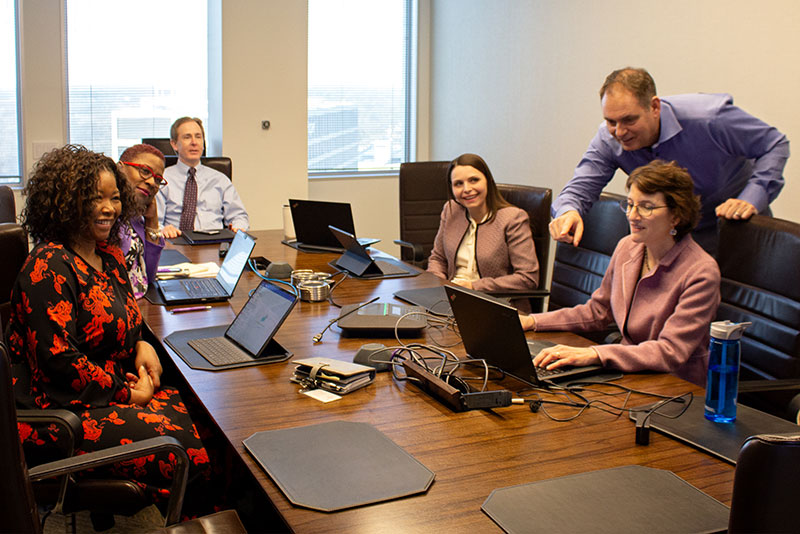 The First Midwest Bank Human Resources team meets to discuss diversity and inclusion