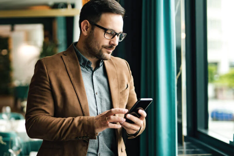 A small business owner downloading the app