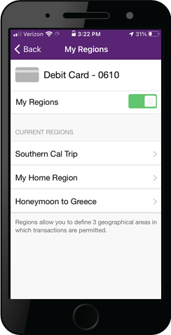 Step 4: Saved regions will appear in the My Regions screen